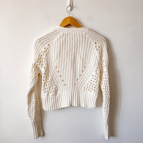 Abercrombie & Fitch Cable Knit Button Cardigan Cream White Size Small - Picture 2 of 3